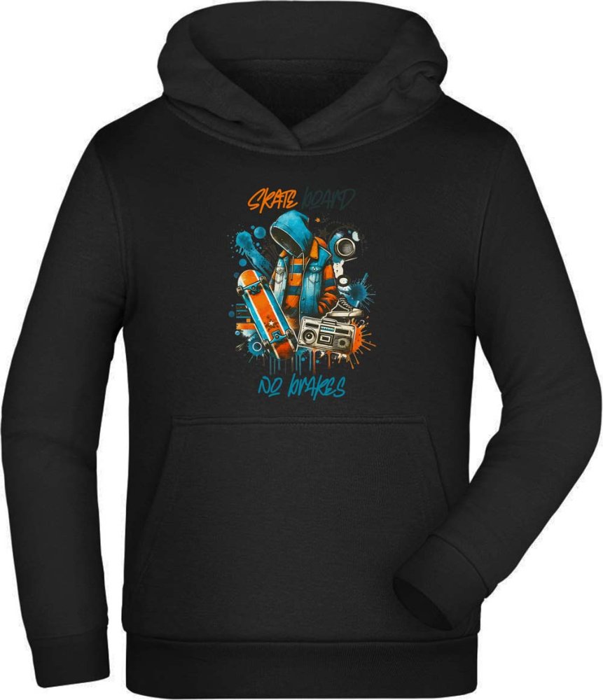 Kid Skater Hoodie - Skateboard no brakes lettering i533